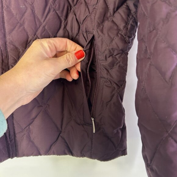 Vintage 90s Down Fill Quilted Puffer Coat Purple - Picture 3 of 6
